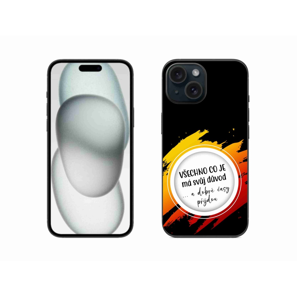 Gelový kryt mmCase na iPhone 15 - citát 3 černé pozadí