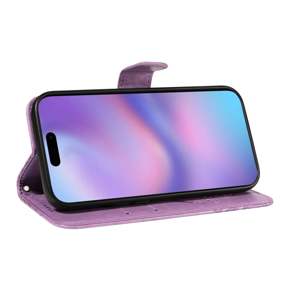 Floral Butterfly knížkové pouzdro na iPhone 17 - světlefialové
