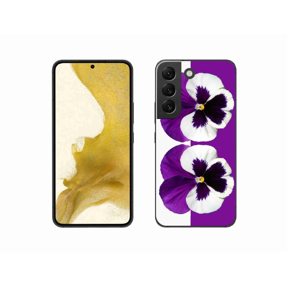 Gelový kryt mmCase na Samsung Galaxy S22 5G - fialovobílý květ