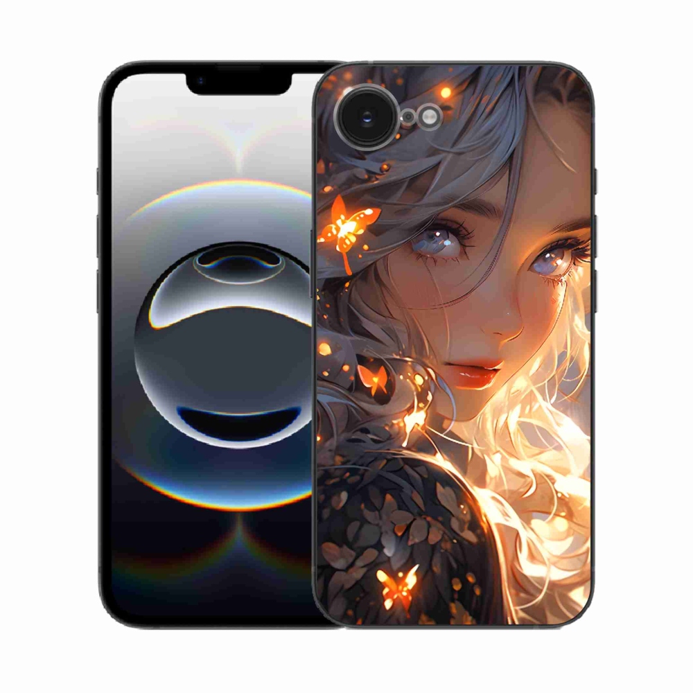 Gelový kryt mmCase na iPhone 16e - dívka a motýli