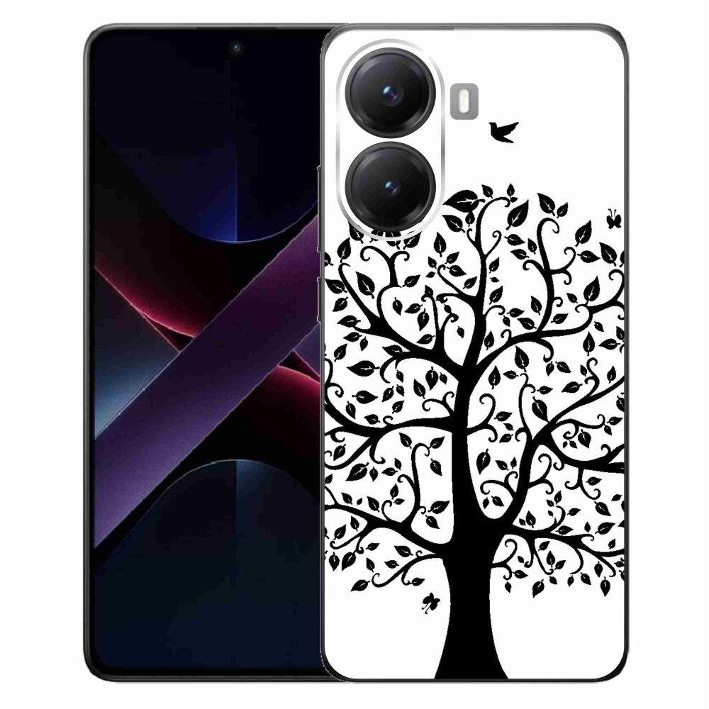 Gelový kryt mmCase na Xiaomi Poco X7 Pro 5G - černobílý strom