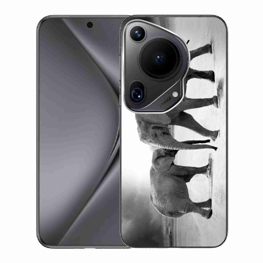 Gelový kryt mmCase na Huawei Pura 70 Ultra - černobílí sloni