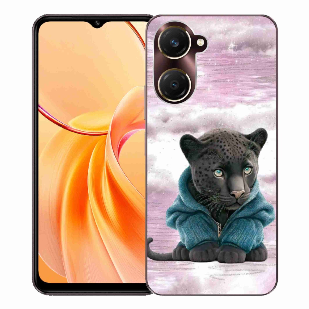 Gelový kryt mmCase na Vivo Y28s 5G - černý panter ve svetru