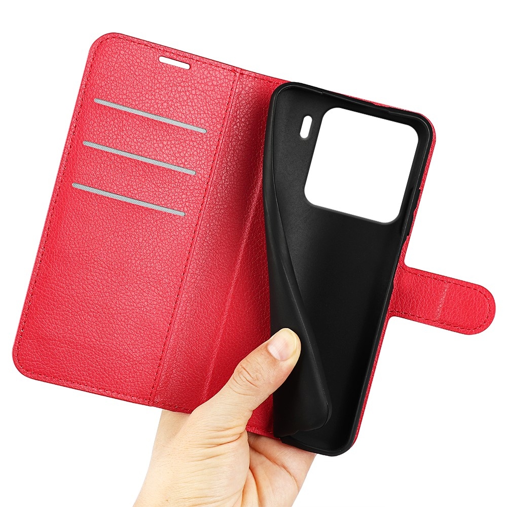 Litchi knížkové pouzdro na Xiaomi 15 - červené