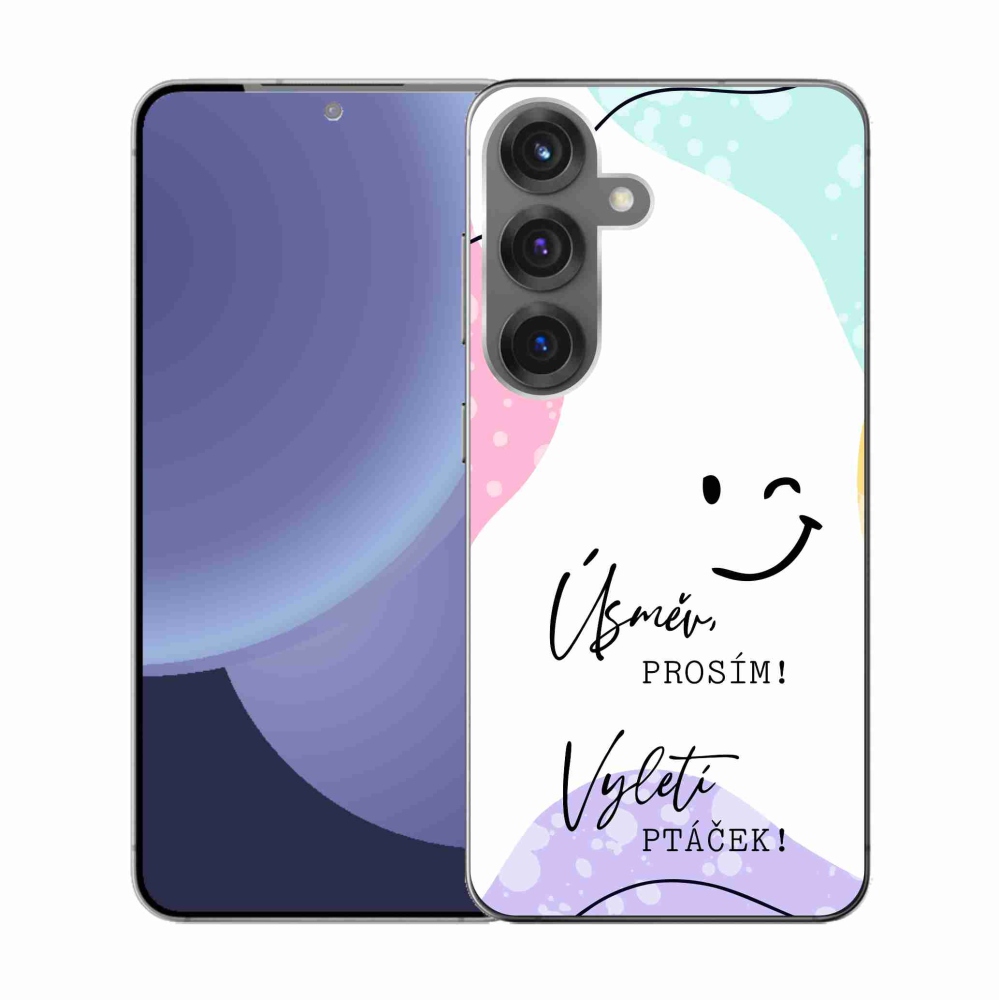 Gelový kryt mmCase na Samsung Galaxy S25 - vtipný text 4 bílé pozadí