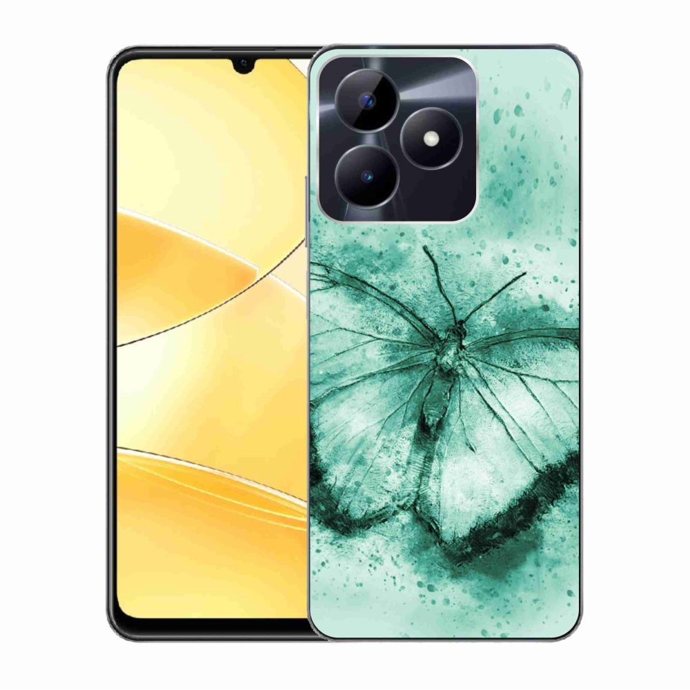 Gelový obal mmCase na Realme C51/C53 - zelený motýl