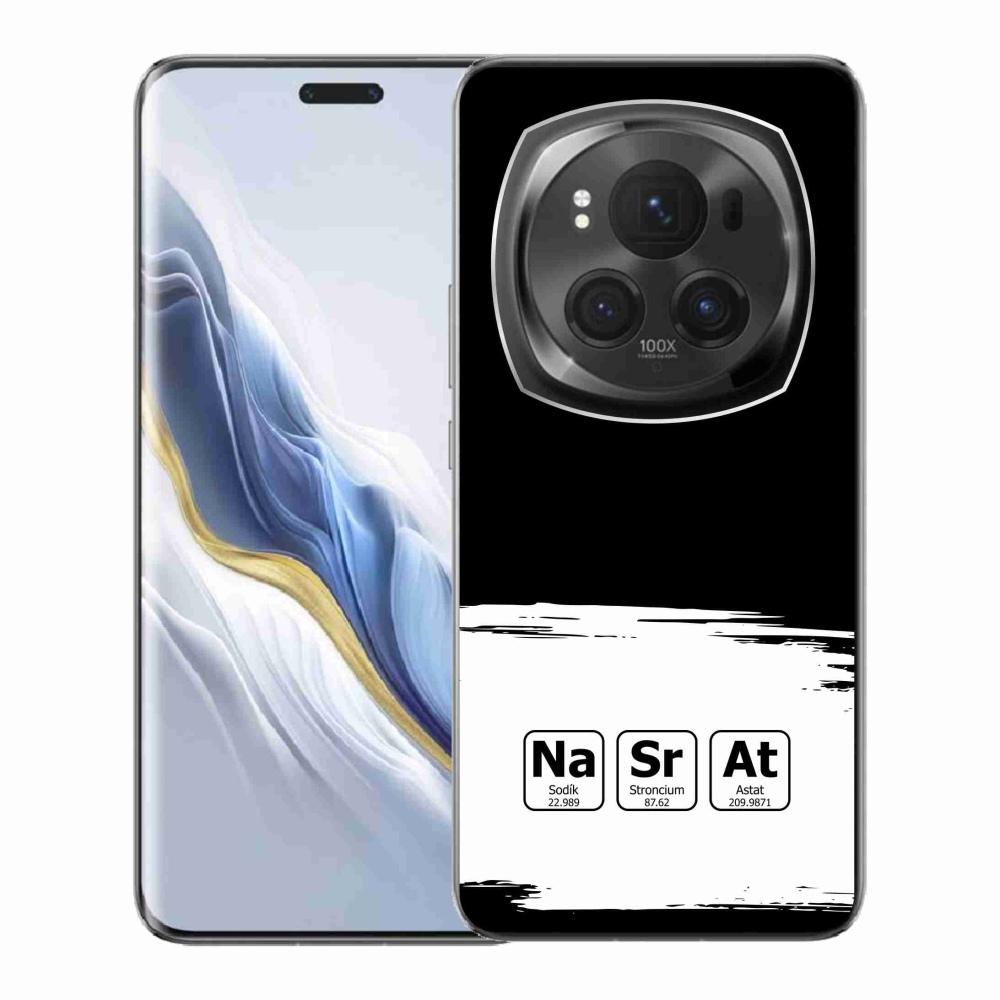 Gelový kryt mmCase na Honor Magic 6 Pro 5G - chemické prvky bíločerné pozadí