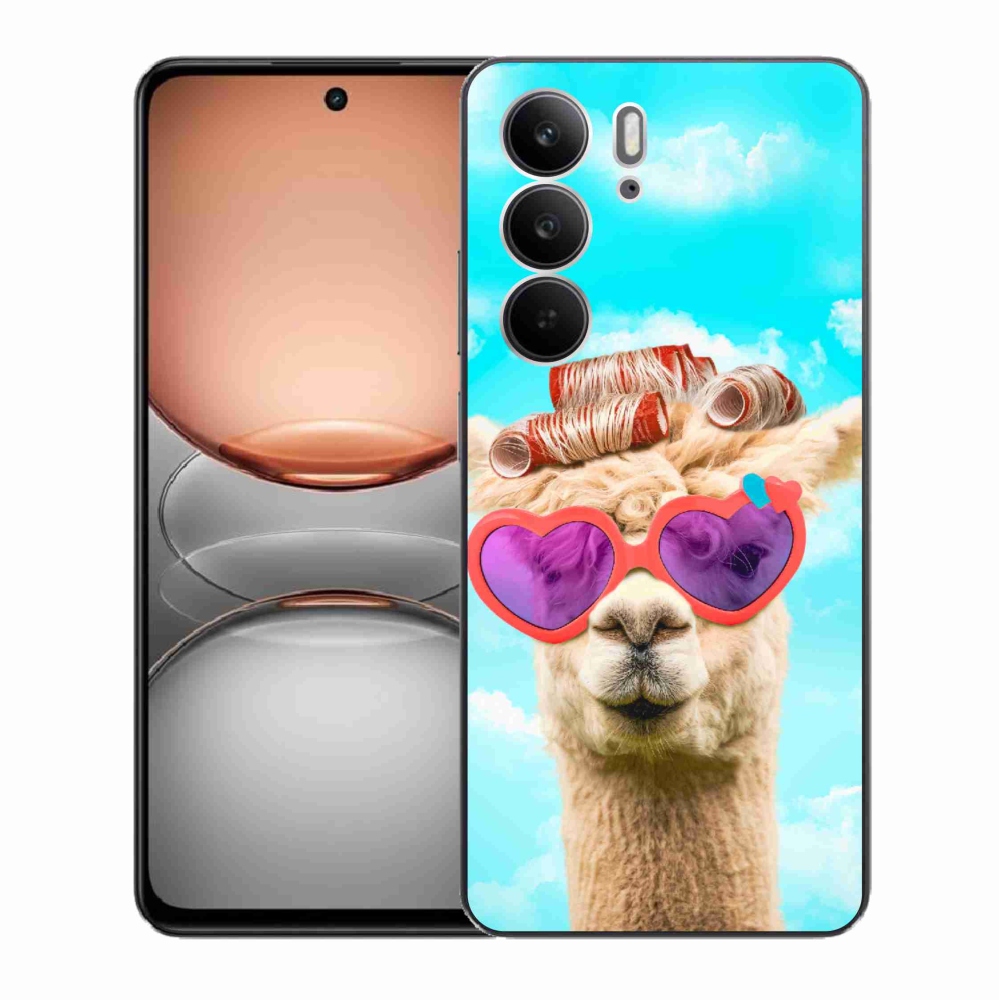Gelový kryt mmCase na Realme C75 - lama s brýlemi