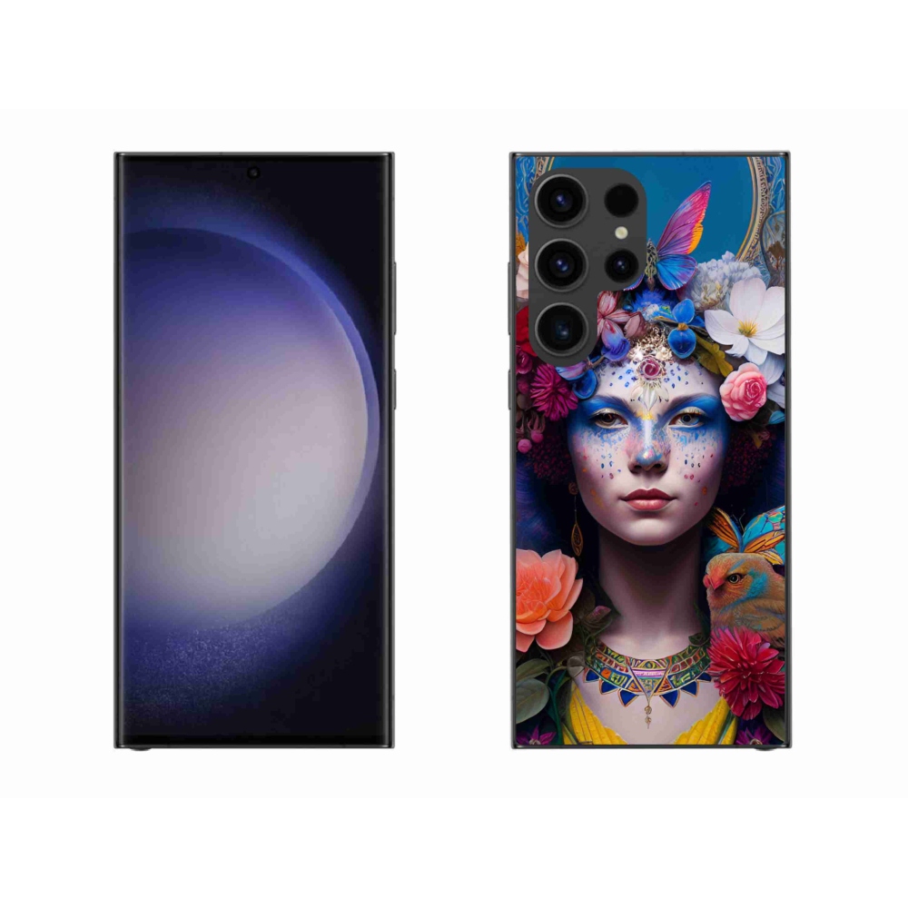 Gelový kryt mmCase na Samsung Galaxy S23 Ultra 5G - žena s květinami