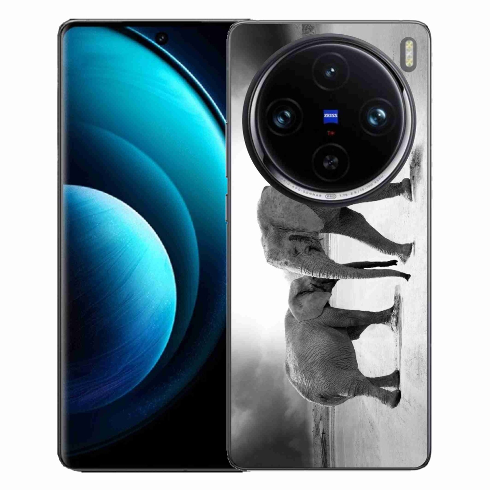 Gelový kryt mmCase na Vivo X100 Pro 5G - černobílí sloni