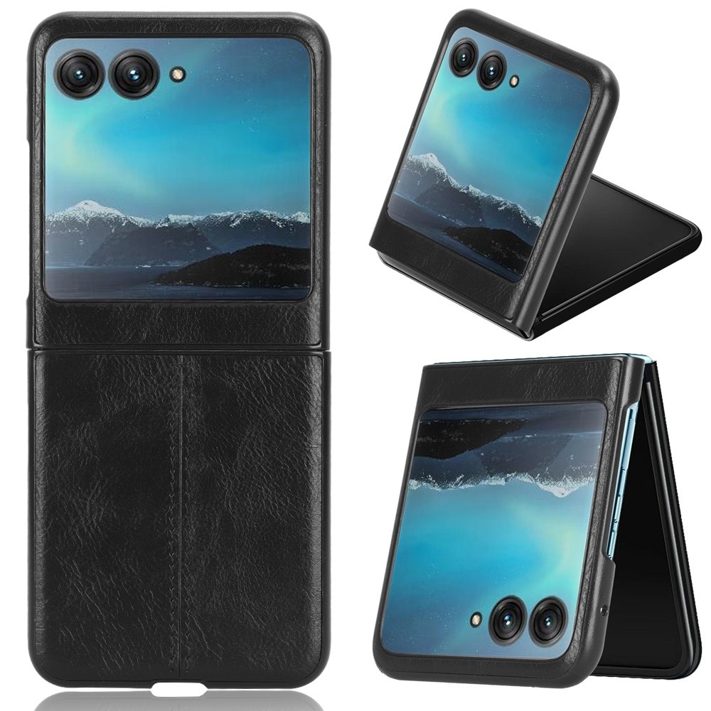 Vintages plastový kryt s umělou kůží na Motorola Razr 40 Ultra 5G - černý