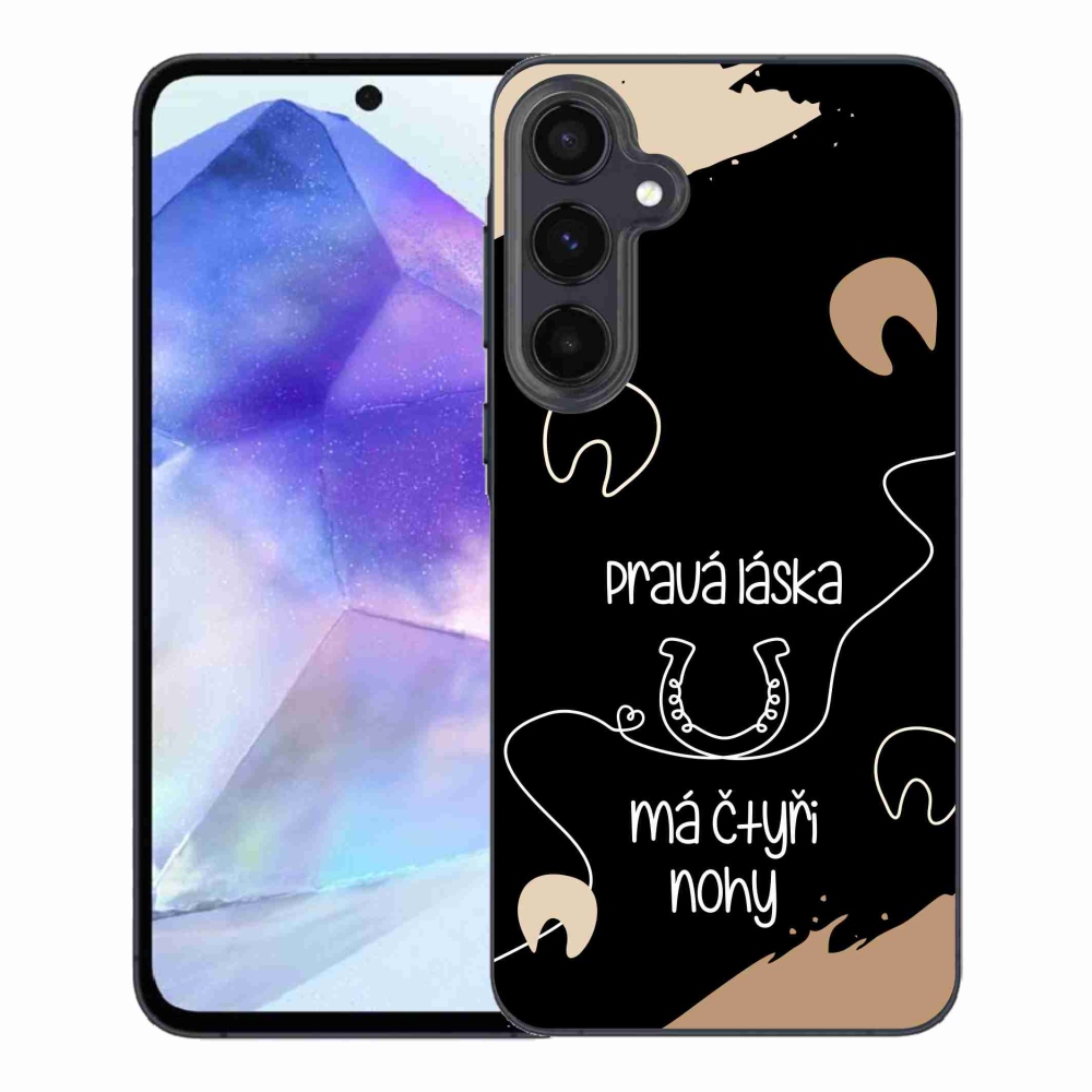 Gelový kryt mmCase na Samsung Galaxy A55 5G - koňský motiv černé pozadí