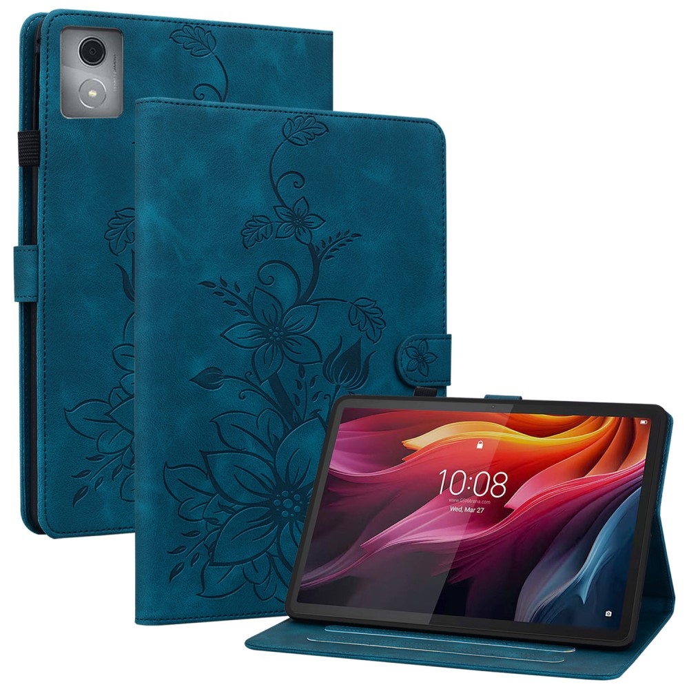 Flowers zavírací pouzdro na Lenovo Tab K11 Plus - modré