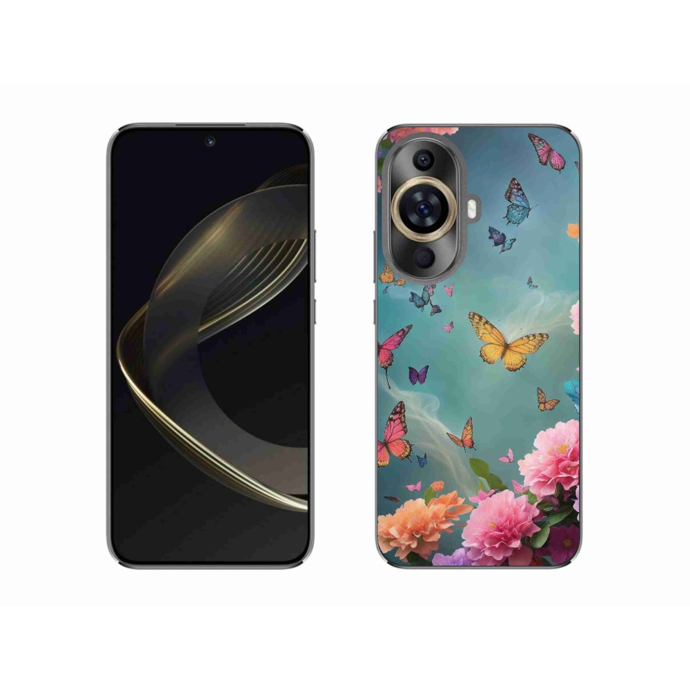 Gelový kryt mmCase na Huawei Nova 11 - barevné květy a motýli