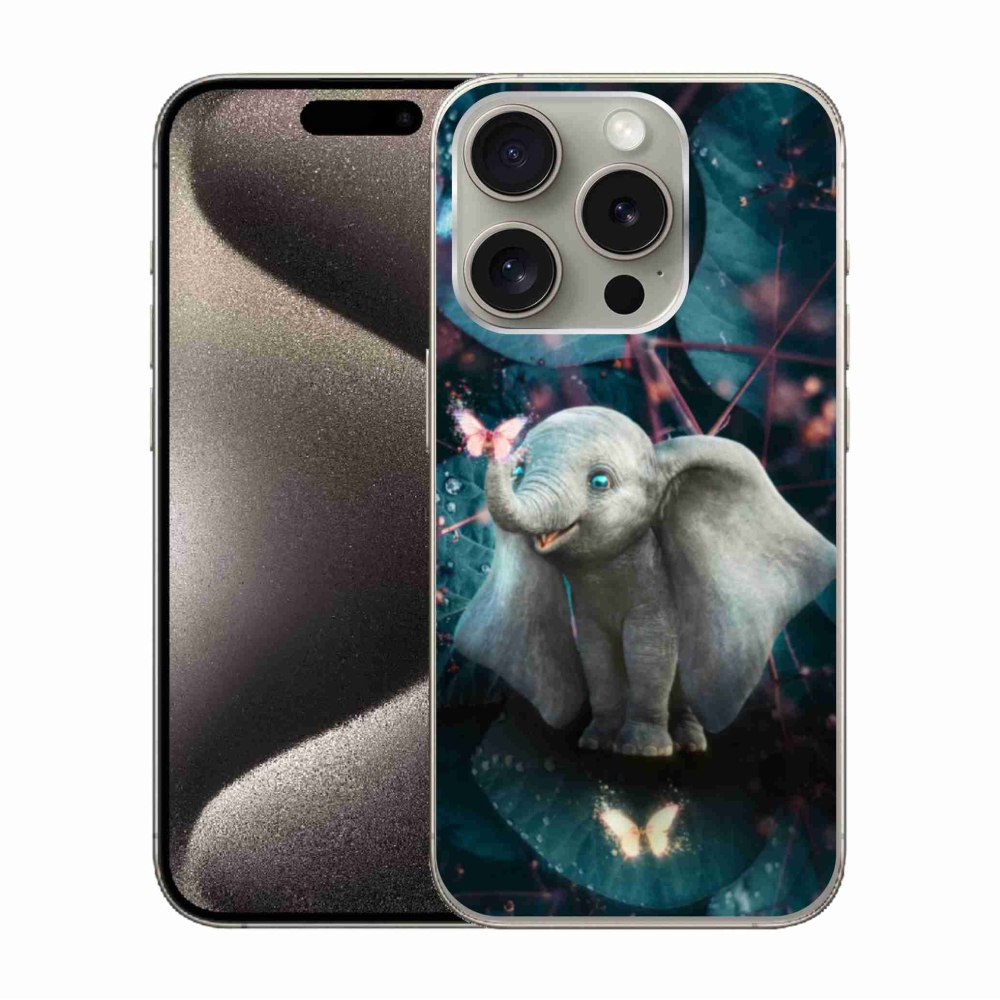 Gelový kryt mmCase na iPhone 15 Pro - roztomilý slon