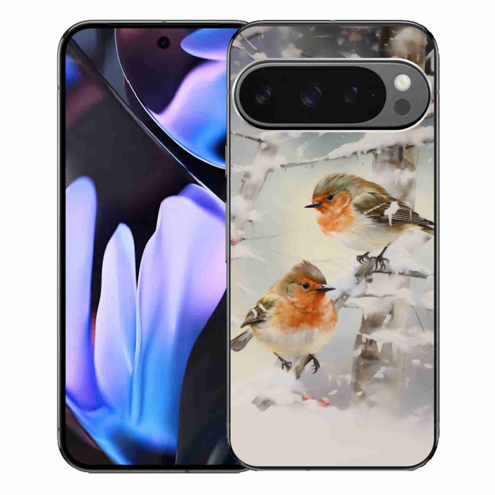Gelový kryt mmCase na Google Pixel 9 Pro XL - ptáčci v zimě