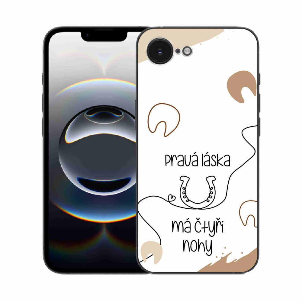 Gelový kryt mmCase na iPhone 16e - koňský motiv bílé pozadí