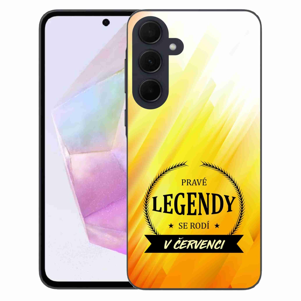 Gelový kryt mmCase na Samsung Galaxy A35 5G - legendy v červenci žluté pozadí