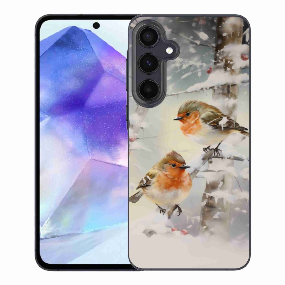 Gelový kryt mmCase na Samsung Galaxy A55 5G - ptáčci v zimě