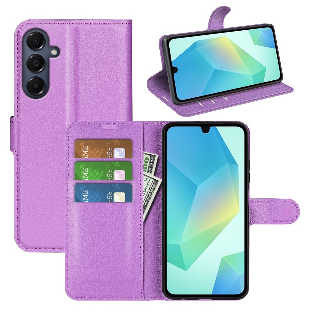 Litchi knížkové pouzdro na Samsung Galaxy A17 4G/5G - fialové