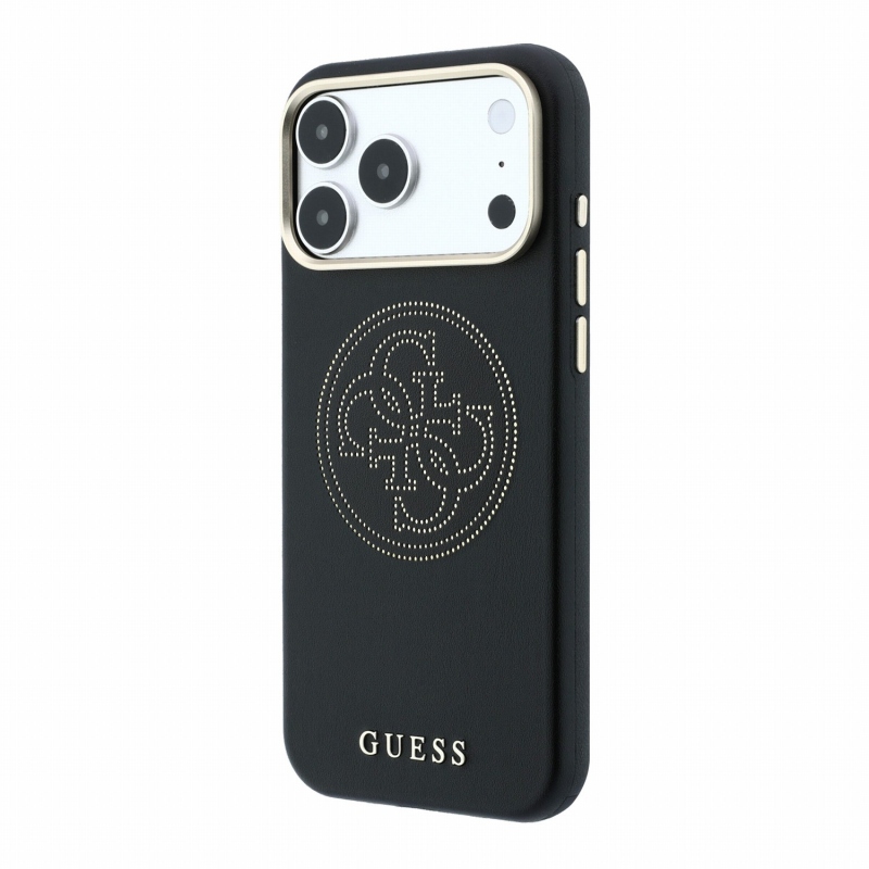 Guess PU Semi Wrap Perforated 4G Logo MagSafe Zadní Kryt pro iPhone 18 Pro Black