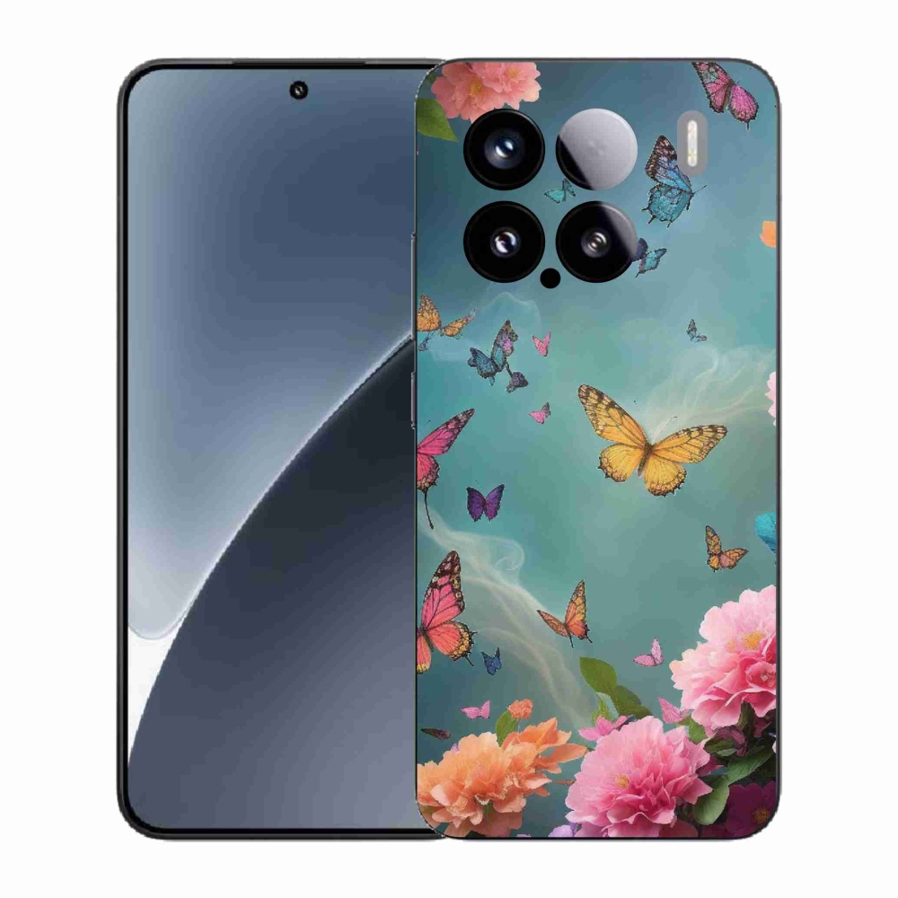 Gelový kryt mmCase na Xiaomi 15 - barevné květy a motýli