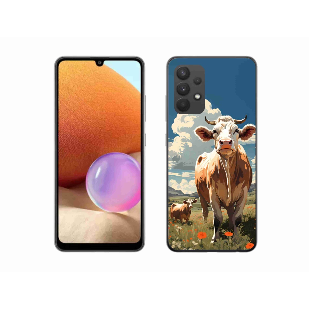 Gelový kryt mmCase na Samsung Galaxy A32 4G - krávy na louce