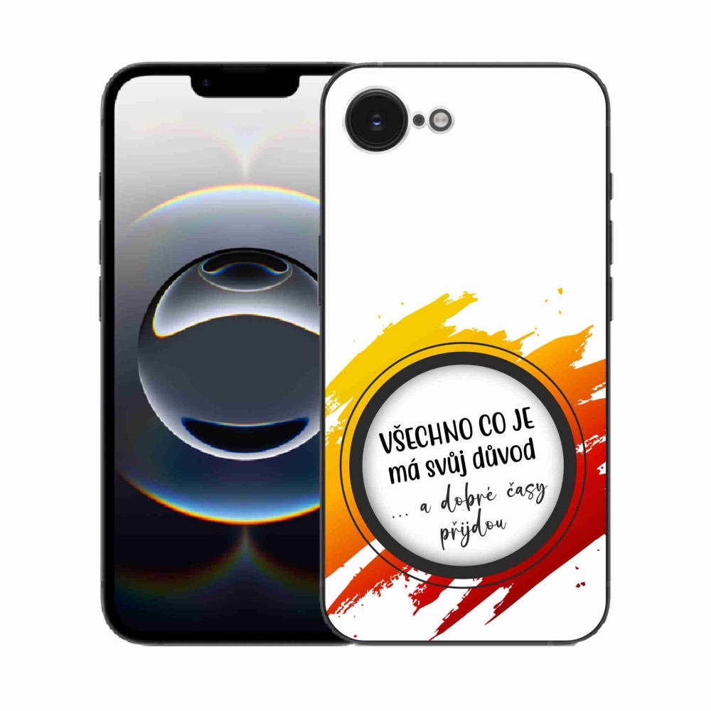 Gelový kryt mmCase na iPhone 16e - citát 3 bílé pozadí
