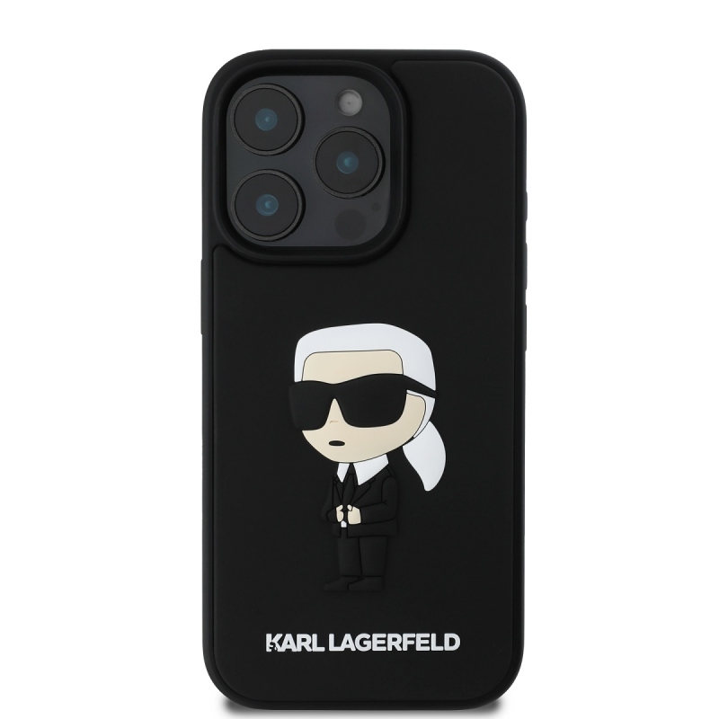 Karl Lagerfeld 3D Rubber Ikonik Zadní Kryt pro iPhone 16 Pro Max Black