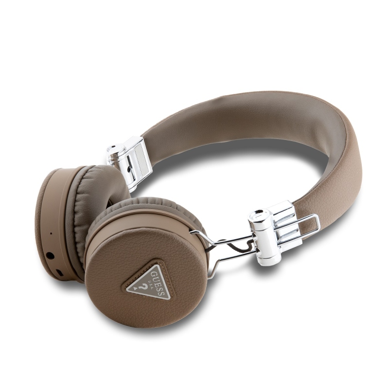 Guess PU Grained Triangle Logo ENC Bezdrátová Sluchátka Brown