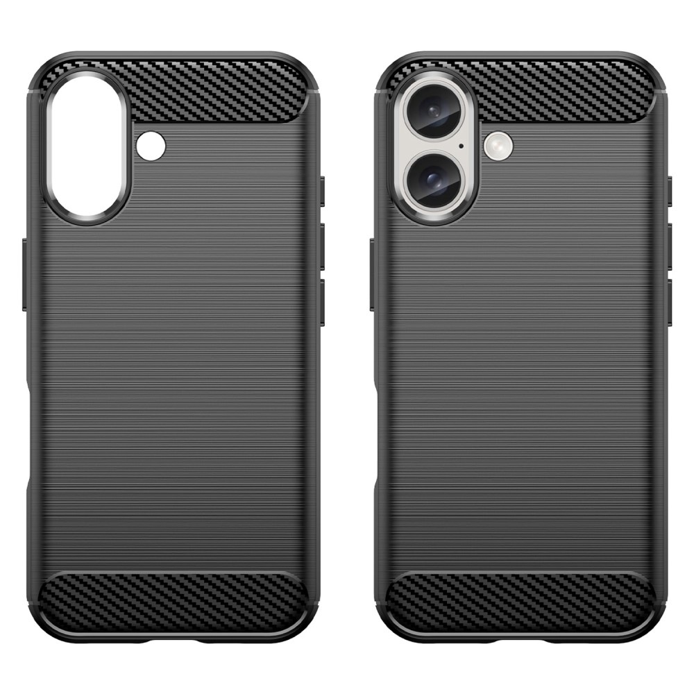 Carbon odolný gelový obal na iPhone 16 - černý