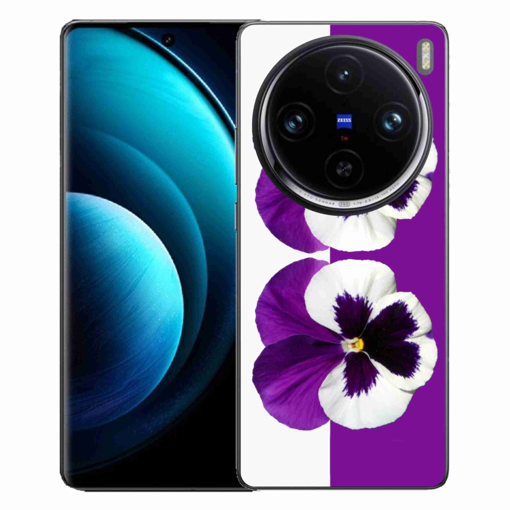 Gelový kryt mmCase na Vivo X100 Pro 5G - fialovobílý květ