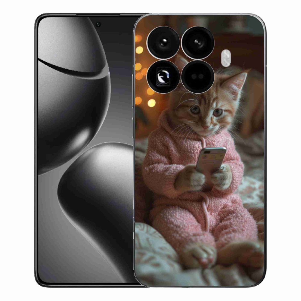 Gelový kryt mmCase na Xiaomi 15T Pro - kotě s mobilem