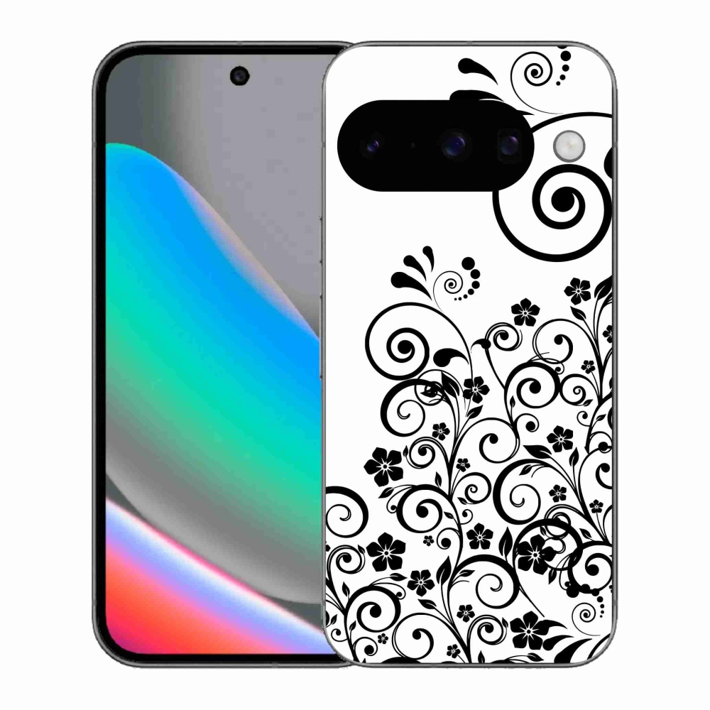 Gelový kryt mmCase na Google Pixel 10 - černobílé květinové vzory