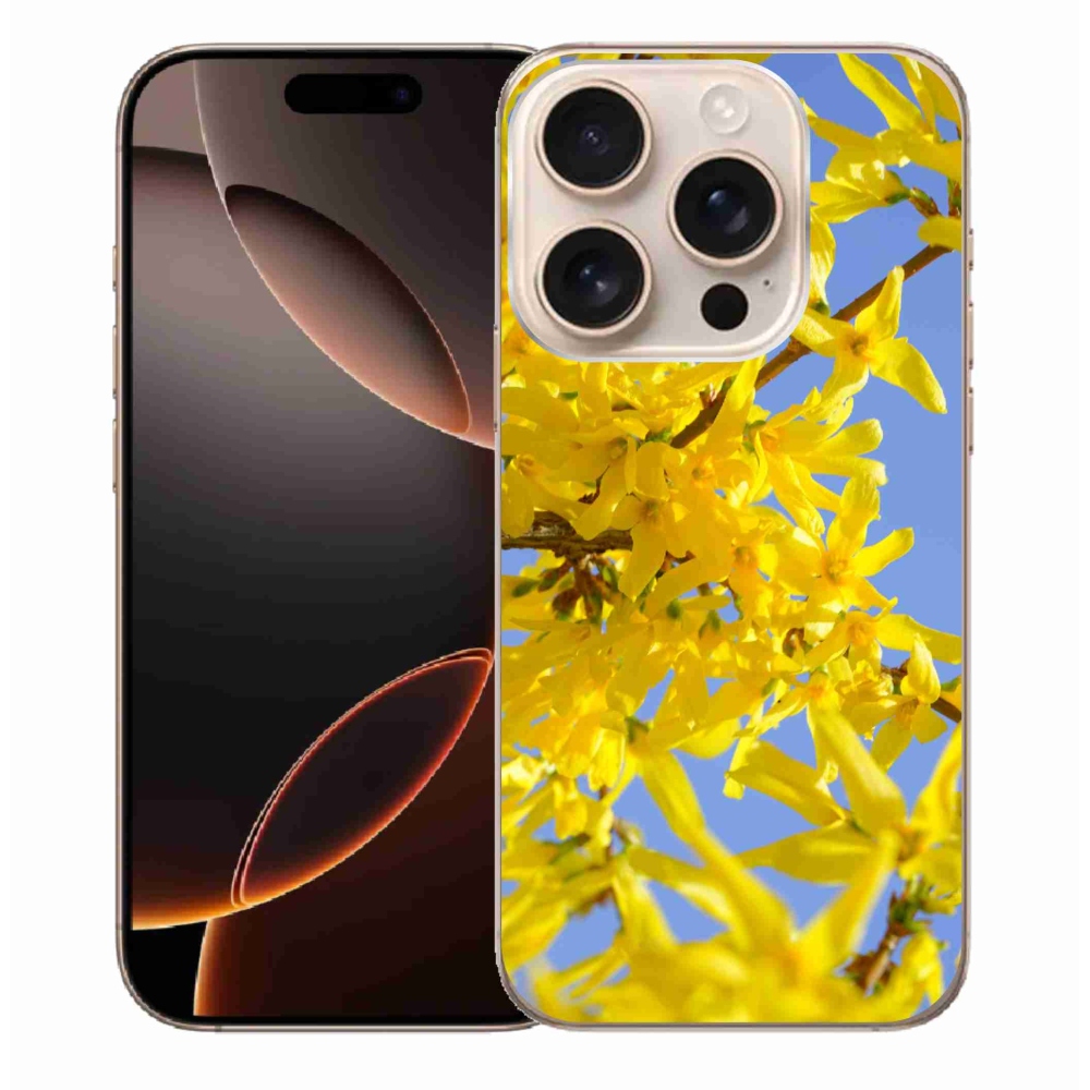 Gelový kryt mmCase na iPhone 16 Pro Max - žluté květy