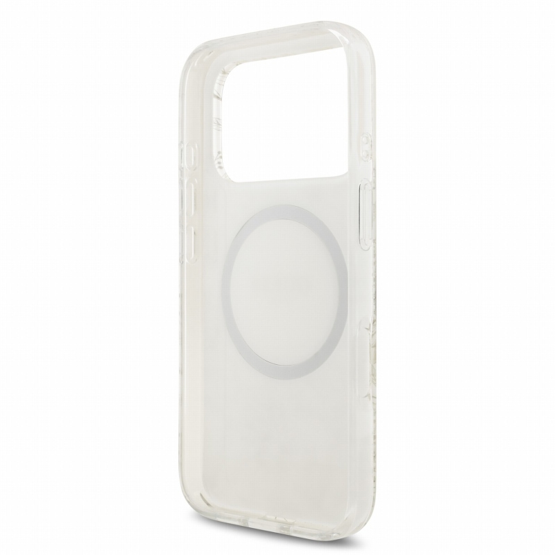 Guess IML Flowers Allover Strap MagSafe Zadní Kryt pro iPhone 18 Pro White