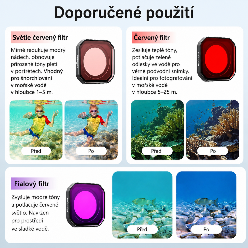 AMAGISN světle červený potápěčský filtr pro Insta360 Ace Pro 2