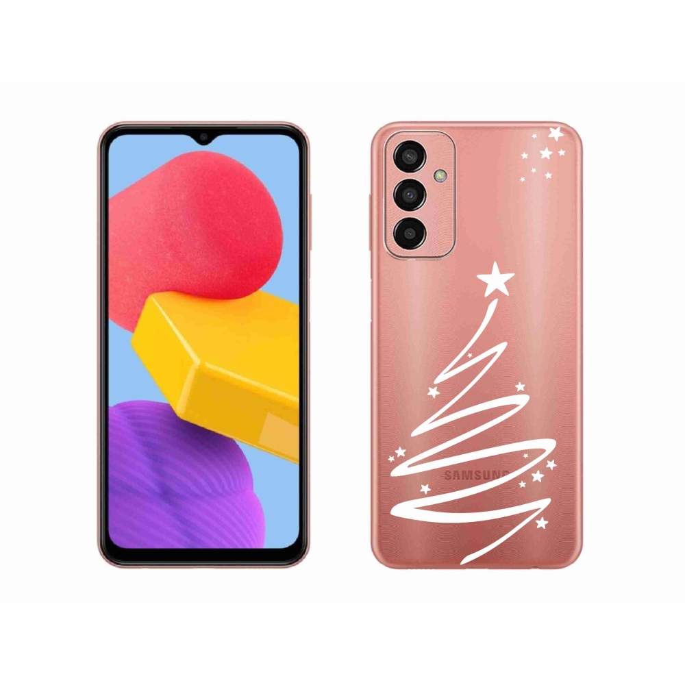 Gelový kryt mmCase na Samsung Galaxy M13 - bílý stromeček na průhledném pozadí