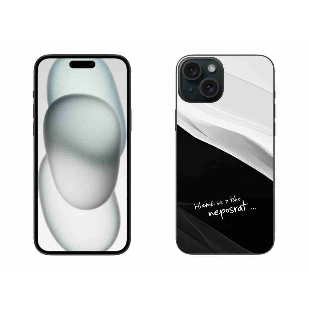 Gelový kryt mmCase na iPhone 15 Plus - vtipný text 13 černobílé pozadí