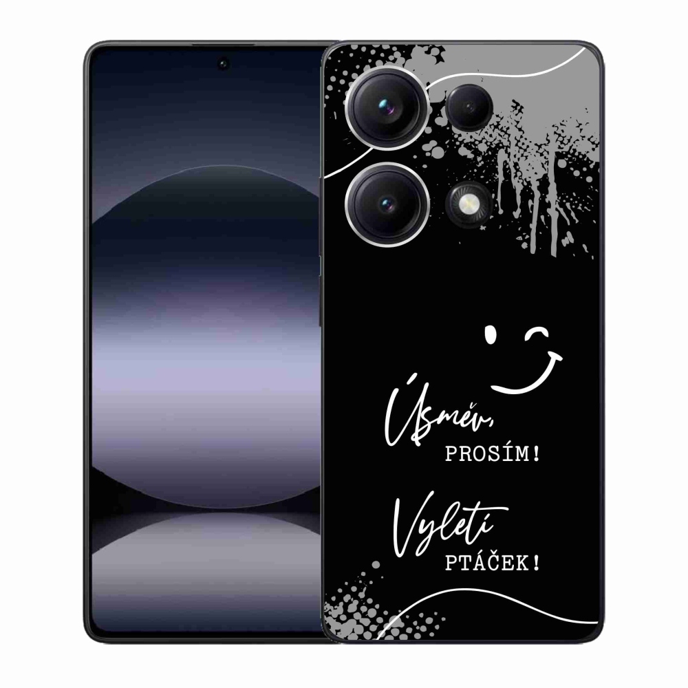 Gelový kryt mmCase na Xiaomi Redmi Note 14S - vtipný text 4 černé pozadí