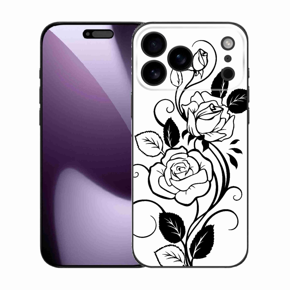 Gelový kryt mmCase na iPhone 17 Pro Max - černobílá růže