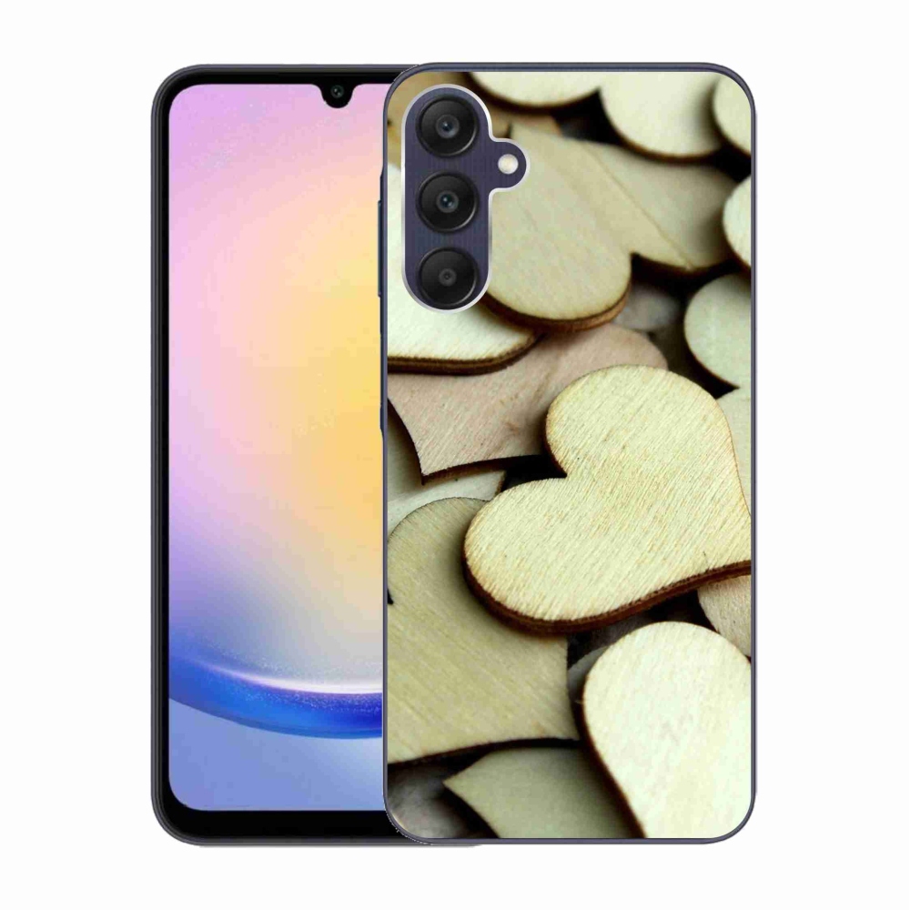 Gelový kryt mmCase na Samsung Galaxy A25 5G - dřevěná srdíčka