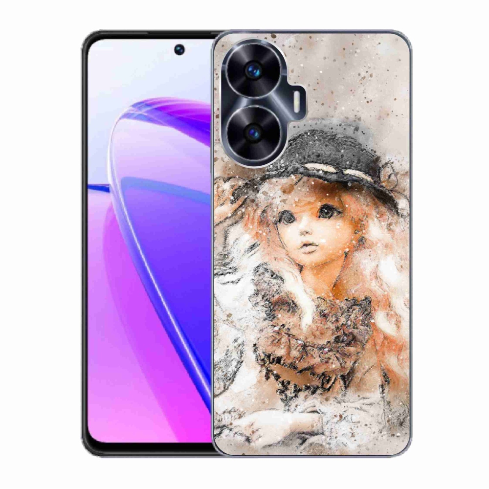 Gelový kryt mmCase na Realme C55 - holčička s kloboukem