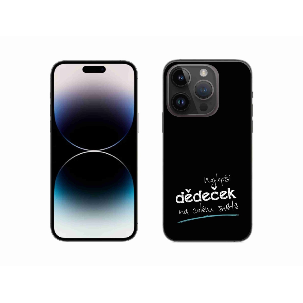 Gelový kryt mmCase na iPhone 14 Pro 6.1 - nejlepší dědeček 3 černé pozadí
