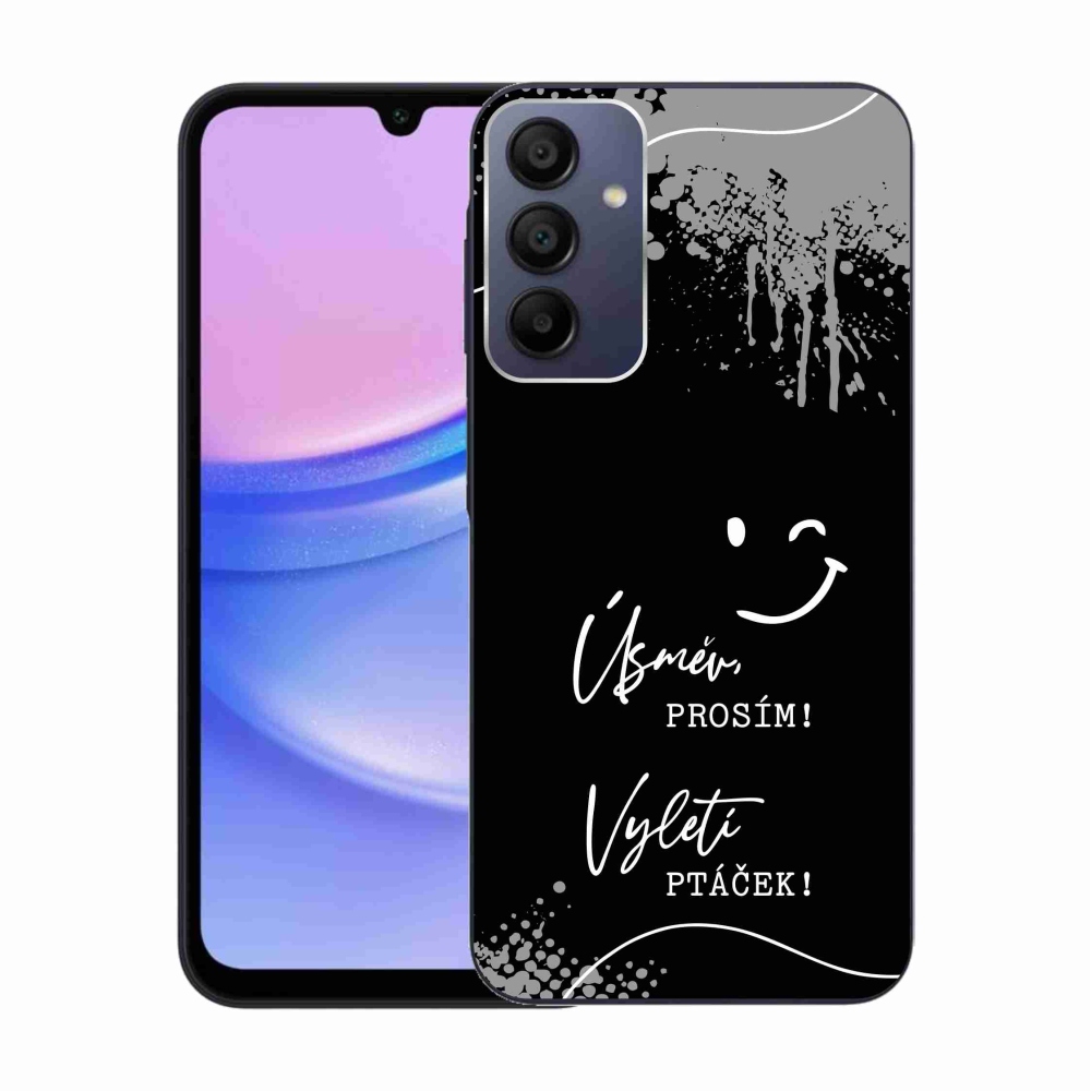 Gelový kryt mmCase na Samsung Galaxy A15 4G/5G - vtipný text 4 černé pozadí
