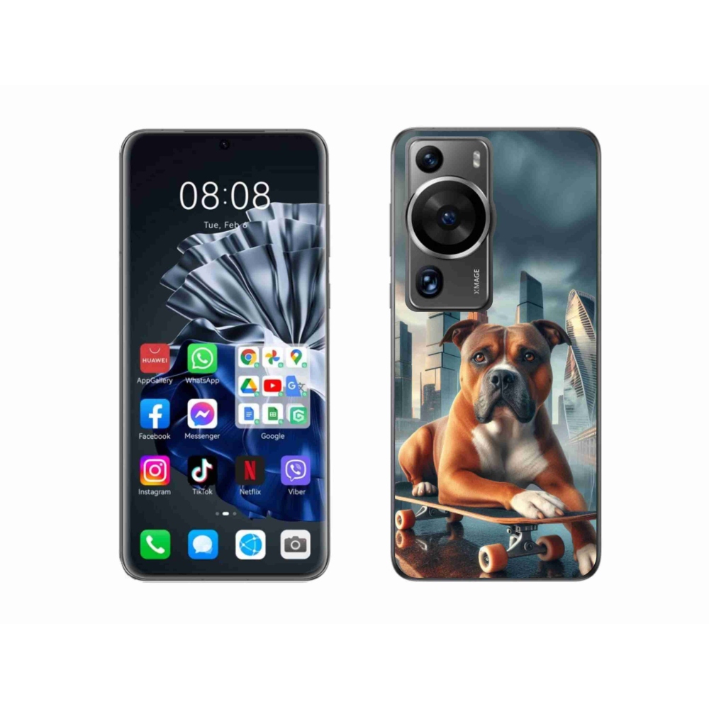Gelový kryt mmCase na Huawei P60 Pro - pes na skateboardu