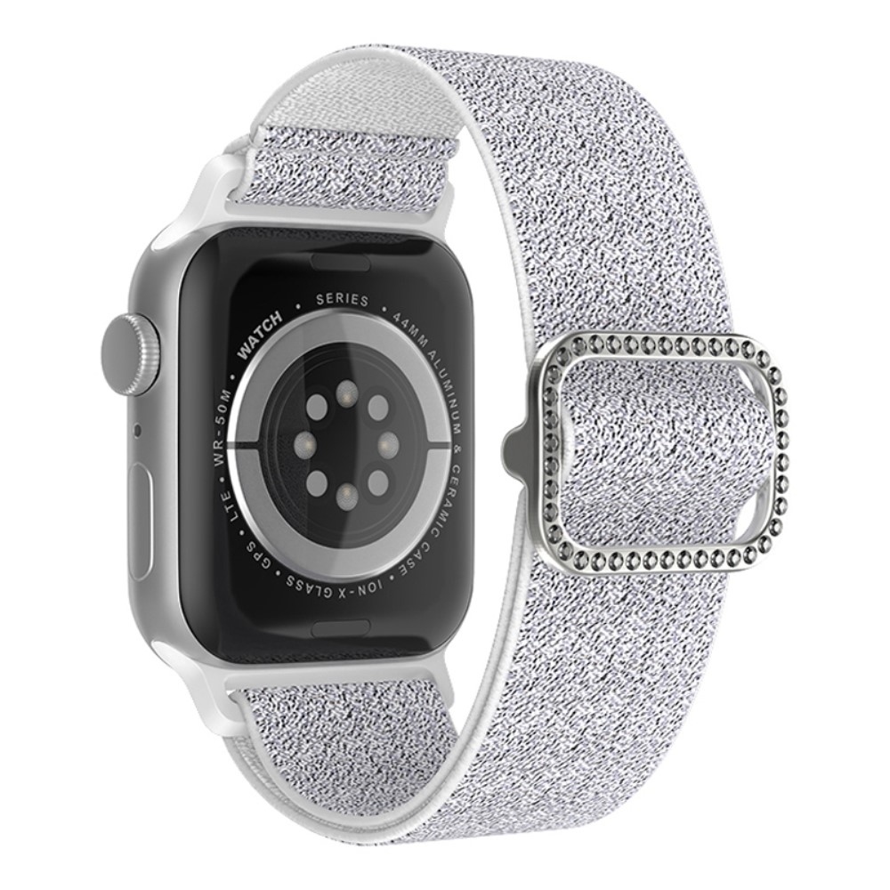 Decor nylonový řemínek na Apple Watch Ultra/Ultra 2 49mm/SE/SE 2022/2023 44mm/9/8/7 45mm/6/5/4 44mm/3/2/1 42 mm - stříbrný/bílý