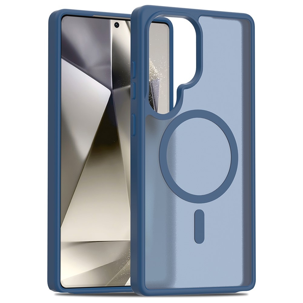 Skin gelový obal s pevnými zády a podporou MagSafe na Samsung Galaxy S25 Ultra - modrý