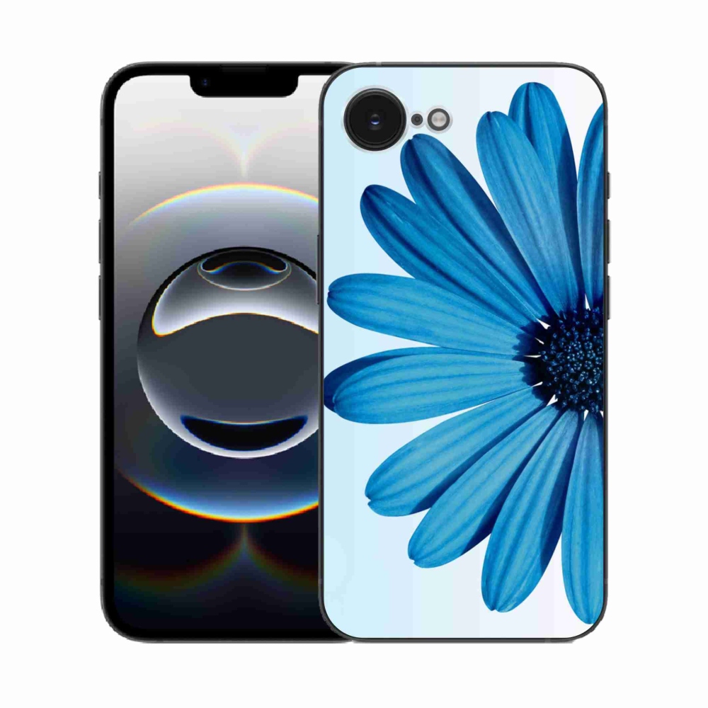Gelový kryt mmCase na iPhone 16e - modrá kopretina