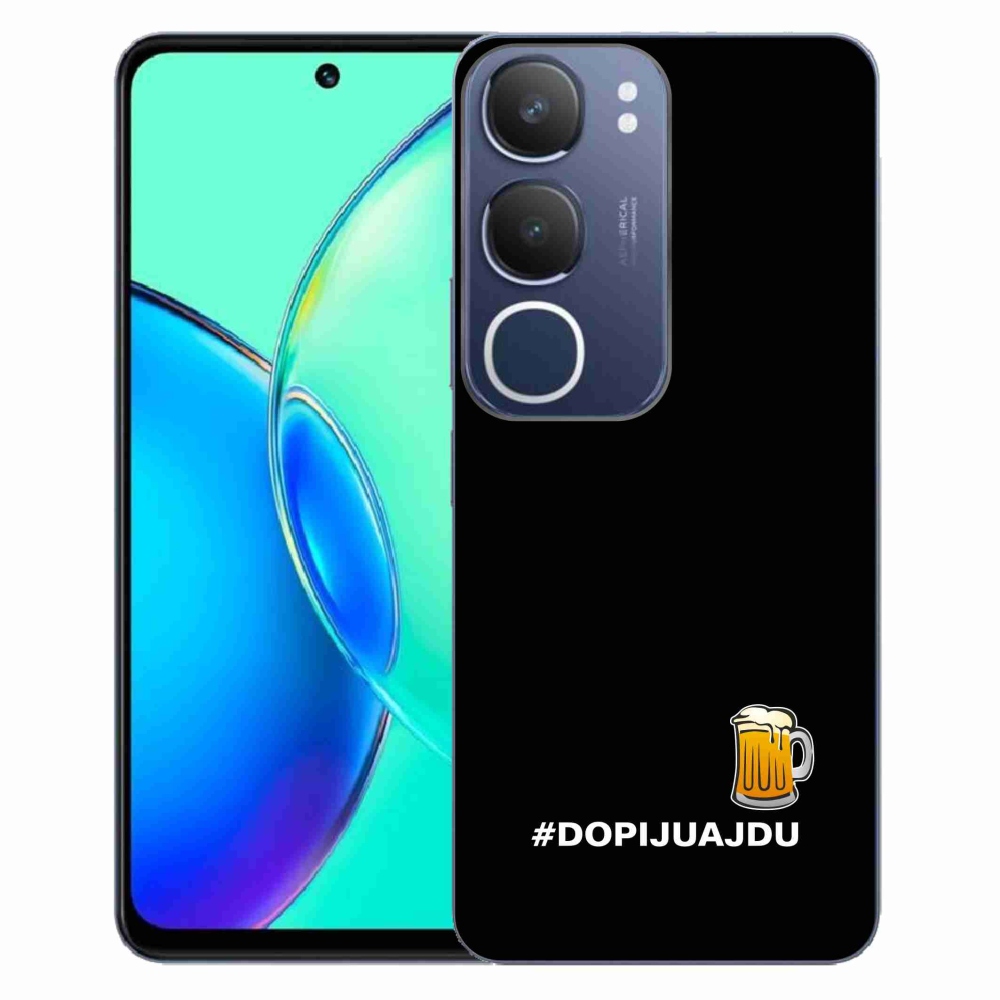 Gelový kryt mmCase na Vivo Y19s - pivní motiv 1 černé pozadí
